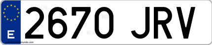 Ejemplo de matrícula de coche ordinaria 2670 JRV
