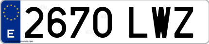 Ejemplo de matrícula de coche ordinaria 2670 LWZ