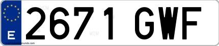 Ejemplo de matrícula española 2671 GWF