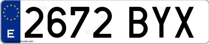 Ejemplo de matrícula española 2672 BYX