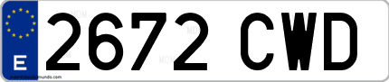 Ejemplo de matrícula de coche ordinaria 2672 CWD