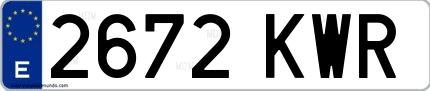 Ejemplo de matrícula española 2672 KWR