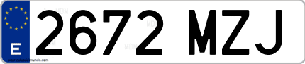 Ejemplo de matrícula de coche ordinaria 2672 MZJ