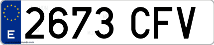 Ejemplo de matrícula de coche ordinaria 2673 CFV