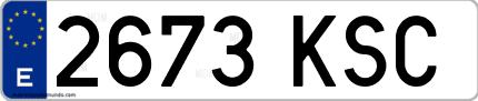 Ejemplo de matrícula de coche ordinaria 2673 KSC
