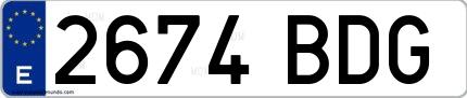 Ejemplo de matrícula española 2674 BDG