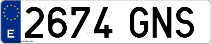 Ejemplo de matrícula de coche ordinaria 2674 GNS