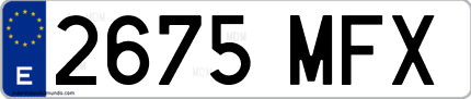 Ejemplo de matrícula de coche ordinaria 2675 MFX