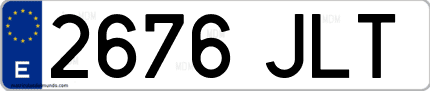 Ejemplo de matrícula de coche ordinaria 2676 JLT
