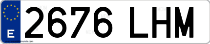 Ejemplo de matrícula de coche ordinaria 2676 LHM