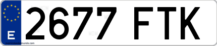 Ejemplo de matrícula de coche ordinaria 2677 FTK