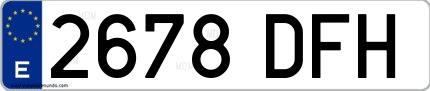 Ejemplo de matrícula española 2678 DFH