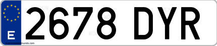Ejemplo de matrícula de coche ordinaria 2678 DYR