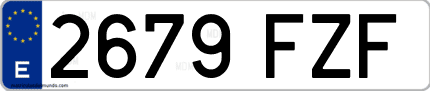 Ejemplo de matrícula de coche ordinaria 2679 FZF