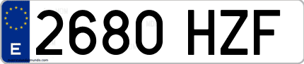Ejemplo de matrícula de coche ordinaria 2680 HZF