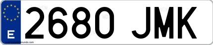 Ejemplo de matrícula española 2680 JMK