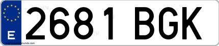 Ejemplo de matrícula española 2681 BGK