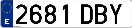 Ejemplo de matrícula española 2681 DBY