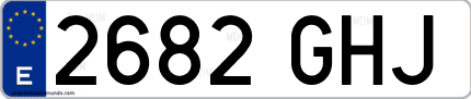 Ejemplo de matrícula de coche ordinaria 2682 GHJ