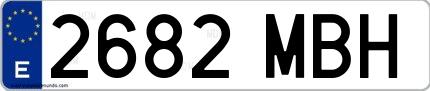 Ejemplo de matrícula española 2682 MBH