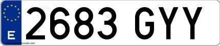 Ejemplo de matrícula española 2683 GYY