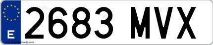 Ejemplo de matrícula española 2683 MVX