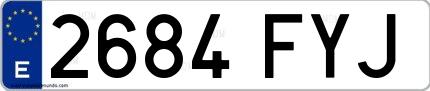 Ejemplo de matrícula española 2684 FYJ