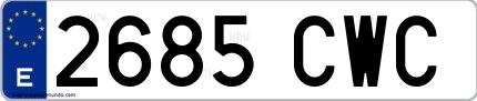 Ejemplo de matrícula española 2685 CWC