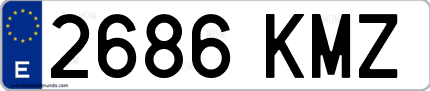 Ejemplo de matrícula de coche ordinaria 2686 KMZ