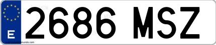 Ejemplo de matrícula española 2686 MSZ