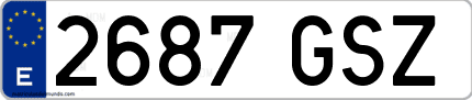 Ejemplo de matrícula de coche ordinaria 2687 GSZ