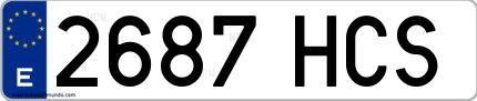Ejemplo de matrícula española 2687 HCS