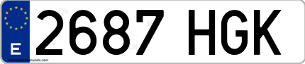 Ejemplo de matrícula de coche ordinaria 2687 HGK
