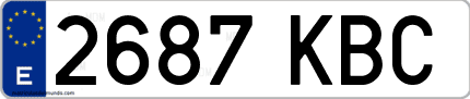 Ejemplo de matrícula de coche ordinaria 2687 KBC