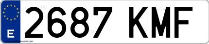Ejemplo de matrícula española 2687 KMF