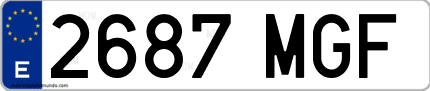 Ejemplo de matrícula de coche ordinaria 2687 MGF