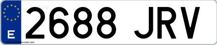Ejemplo de matrícula española 2688 JRV