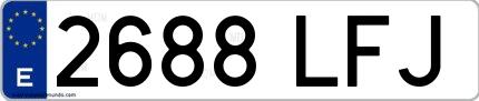 Ejemplo de matrícula española 2688 LFJ
