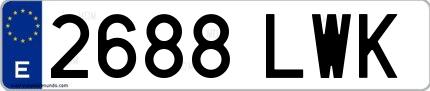 Ejemplo de matrícula española 2688 LWK