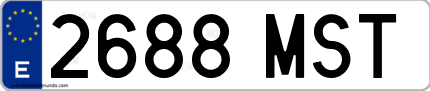 Ejemplo de matrícula de coche ordinaria 2688 MST