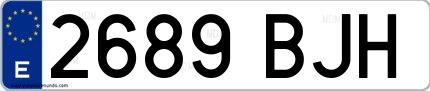 Ejemplo de matrícula española 2689 BJH