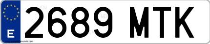 Ejemplo de matrícula española 2689 MTK