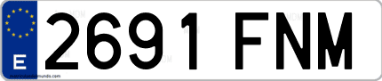 Ejemplo de matrícula de coche ordinaria 2691 FNM