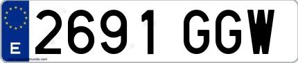 Ejemplo de matrícula española 2691 GGW