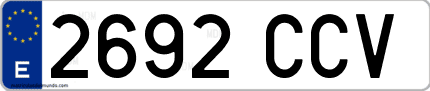 Ejemplo de matrícula de coche ordinaria 2692 CCV
