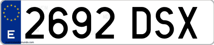 Ejemplo de matrícula de coche ordinaria 2692 DSX
