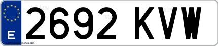 Ejemplo de matrícula española 2692 KVW