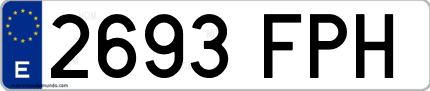 Ejemplo de matrícula de coche ordinaria 2693 FPH