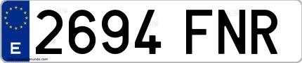 Ejemplo de matrícula española 2694 FNR