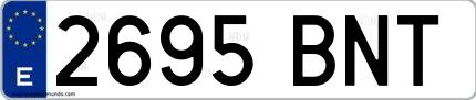 Ejemplo de matrícula española 2695 BNT